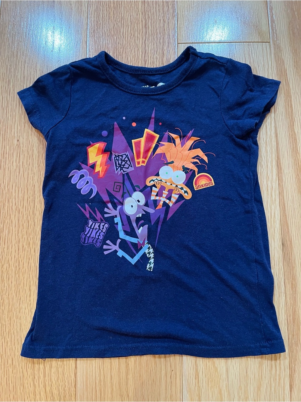 Girls' Navy Short-Sleeve Graphic Tee with Fear & Anxiety - Inside Out 2